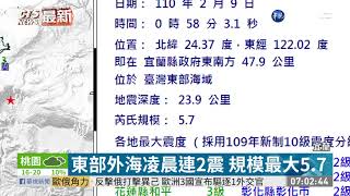 東部外海凌晨連2震 規模最大5.7｜華視新聞 20210209