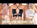 DIY Cut out crop top from t-shirt | T-shirt transformation ideas | Easy sewing tutorial for beginner