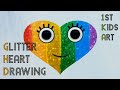 Rainbow Heart Glitter Coloring Drawing || Kids ArtBox ||   #art #drawing #satisfying #coloring