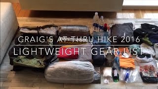 Craig's AT Thru Hike 2016 -- Lightweight Gear List