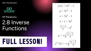AP Precalculus 2.8 Inverse Functions FULL LESSON and NOTES
