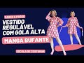 Vestido regulável com Gola Alta e Manga Bufante | Série Vestidos reguláveis