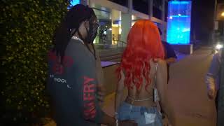Quavo and Saweetie Talk Kanye West and Donald Trump as They Leave a Romantic Din