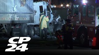 Hwy. 401 partially reopens in Pickering after police wrap up on-scene investigation into fiery crash