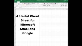 A Useful Cheat Sheet for Microsoft Excel and Google