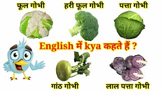 फूल गोभी, पत्ता गोभी, गांठ गोभी को English में क्या कहते हैं | Vegetables Name in Hindi English