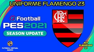 Uniforme do Flamengo 2023 para PES 2021 + Aprenda a configurar no PES 21