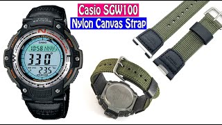 Replacement Watch Straps for CASIO Men's SGW100 Twin Sensor || Nylon Canvas Strap