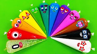 Rainbow SLIME: Looking Numberblocks, Alphablocks, Alphabet Lore with Piping Bags! ASMR