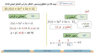 الصف العاشر الرياضيات  الدوال التربيعية في الصيغة القياسية3