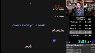 Galaga NES 100k speedrun previous WR, 3:46