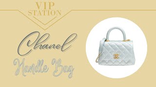 全新 CHANEL 香奈兒  金扣手提包（AS2215CMEBLUGP）