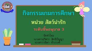 กิจกรรมเกมการศึกษา หน่วย สัตว์น่ารัก อนุบาล 3 โดยครูน้ำ\u0026ครูฟาง