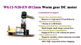 WG1218-N20-EN 3V 5V 9V 12V N20 motor with metal worm gearbox \u0026 encoder assembly from China supplier