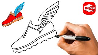 How To Draw Flying Shoes | Draw Flying shoe | Drawing flying shoe Easy | inbox art