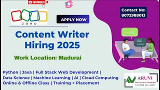 Zoho Technical Writer Hiring | Zoho Content Writer | Zoho | Zoho Hiring 2025 | No Coding Job| #zoho