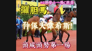 頭威頭勢第一場，《攞胆馬》仲係大偉希斯！9/2田草十一場C跑道。