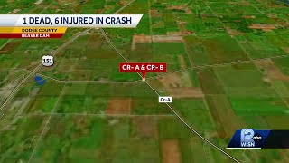 1 dead, 6 injured in Dodge County crash after pickup runs stop sign