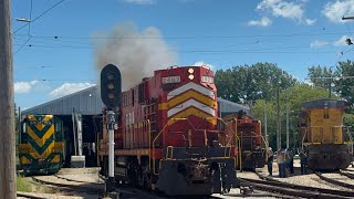 CNW 1689 RSD5 and GBW 2407 RSD15 moving around at the Illinois railway museum 8/12/2023