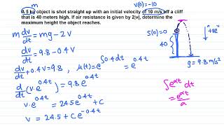 Diff Eqn: Falling body with air resistance (downward is positive)