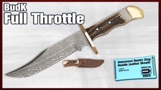 Damascus Hunter Stag Handle Leather Sheath