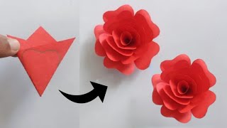 How to make a flower with paper | How to make paper flower | Rose craft 🌹