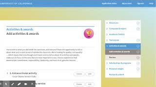 UC Application - Test Scores/ Awards & Activities