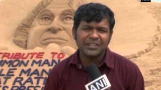 Artist Sudarshan Patnaik creates sand sculpture in tribute to Late APJ Kalam