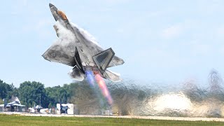 US F-22 Pilot Goes Vertical During Take Off at Full Afterburner