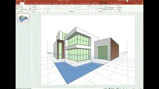 How to Draw a House in Two Point Perspective: Modern House in PowerPoint.