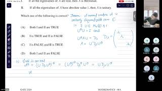 GATE 2024 Mathematics Solutions | Q20: Eigenvalues and Properties of Normal Matrices