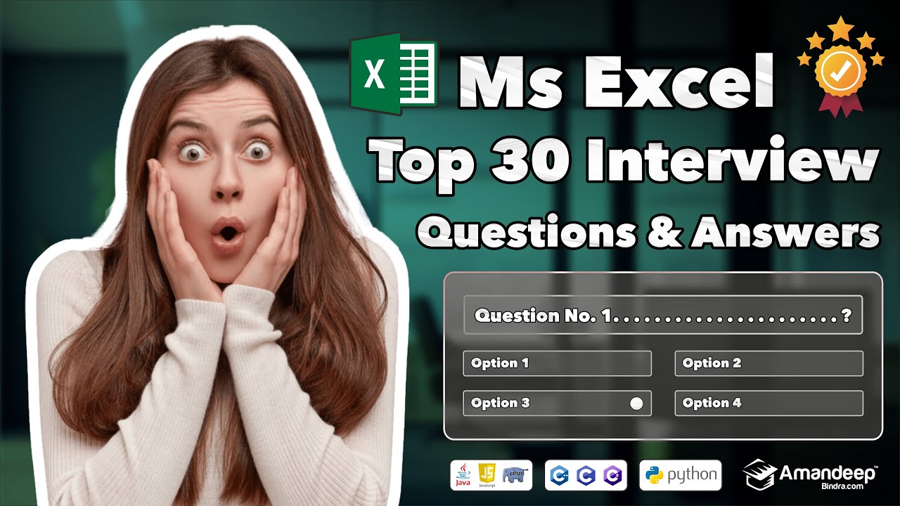 Top 30 Ms Excel Interview Questions & Answers | Ms Excel MCQ 🚀 | Crack ...