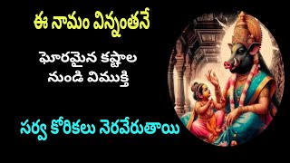 ఈ నామం విన్నంతనే| ఘోరమైన కష్టాల నుండి విముక్తి| సర్వ కోరికలు నెరవేరుతాయి