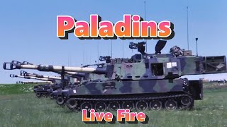 U.S. Paladin M109A6 self propelled 155 mm Howitzers - Live Fire