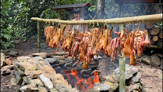 How To Make Smoked Pork, Sausage From One Wild Boar Enough To Eat All Year Round. 1 Year in Forest