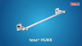 How to apply the chromed, angular tesa® Hukk chrome towel bar