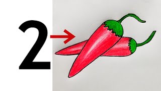 how to draw a chili easy // easy morich drawing tutorial // drawing chili pepper