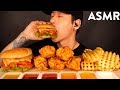 ASMR SPICY CHICKEN SANDWICH, CHICKEN WINGS & WAFFLE FRIES MUKBANG (No Talking) EATING SOUNDS