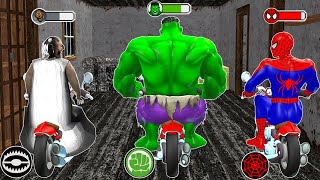 Granny, Spider-Man, Hulk rides a motorcycle Granny House - funny horror animation granny