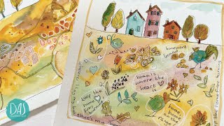 How to Paint a Whimsical Landscape - Quick and Easy Watercolor for Beginners - Greetings Card Idea
