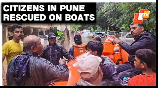 Heavy Rainfall In Pune, 70 Stranded People Rescued On Boats By Fire Dept Personnel