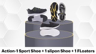 Ezmall | Action 1 Sports Shoes + 1 Slip-on Shoes + 1 Floaters