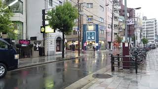 Exploring Rainy Day Serenity Outside Namba Parks | 4K Walking Tour | Osaka, Japan