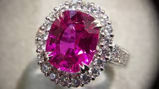 Natural Pink Sapphire Vivid Pink Color Color 5.10 ct Unheated Oval Cut Diamond RING 18K 14K Silver