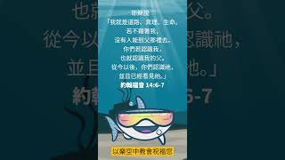 耶穌說：「我就是道路、真理、生命。若不藉著我，沒有人能到父那裡去。 你們若認識我，也就認識我的父。從今以後，你們認識他，並且已經看見他。」約翰福音 14:6-7