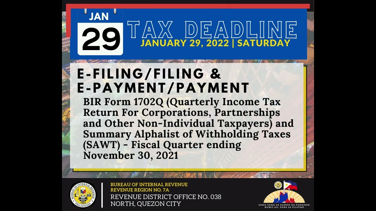 BIR Form 1702Q & Summary Alphalist Of Withholding Taxes (SAWT) Fiscal ...