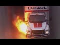 Flames shoot from U-Haul truck during a police chase in California