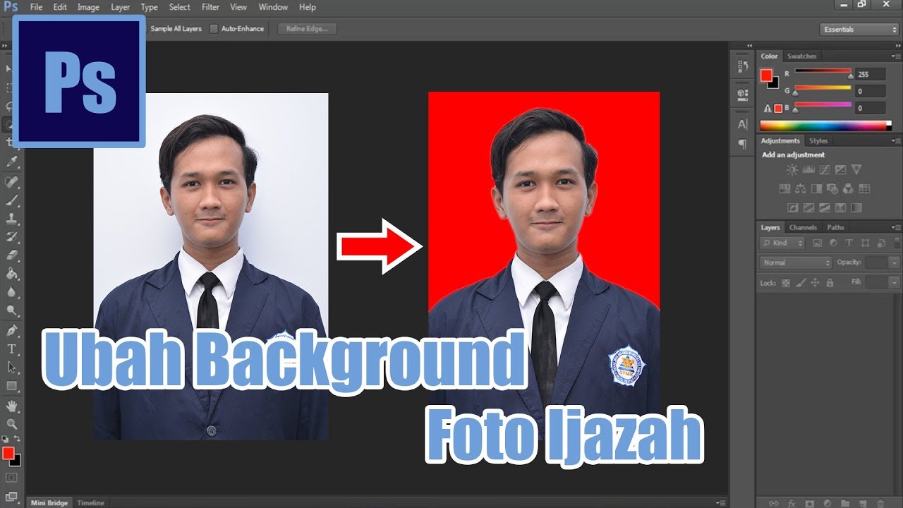 Photoshop Tutorial: Edit Foto Ijazah | Ubah Background Foto - YouTube