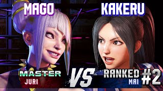 SF6 ▰ MAGO (Juri) vs KAKERU (#2 Ranked Mai) ▰ High Level Gameplay