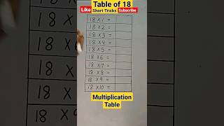 Table of 18  / SHORT TRICKS. #shorts #maths #trending  #mathtricks  07.03.2023